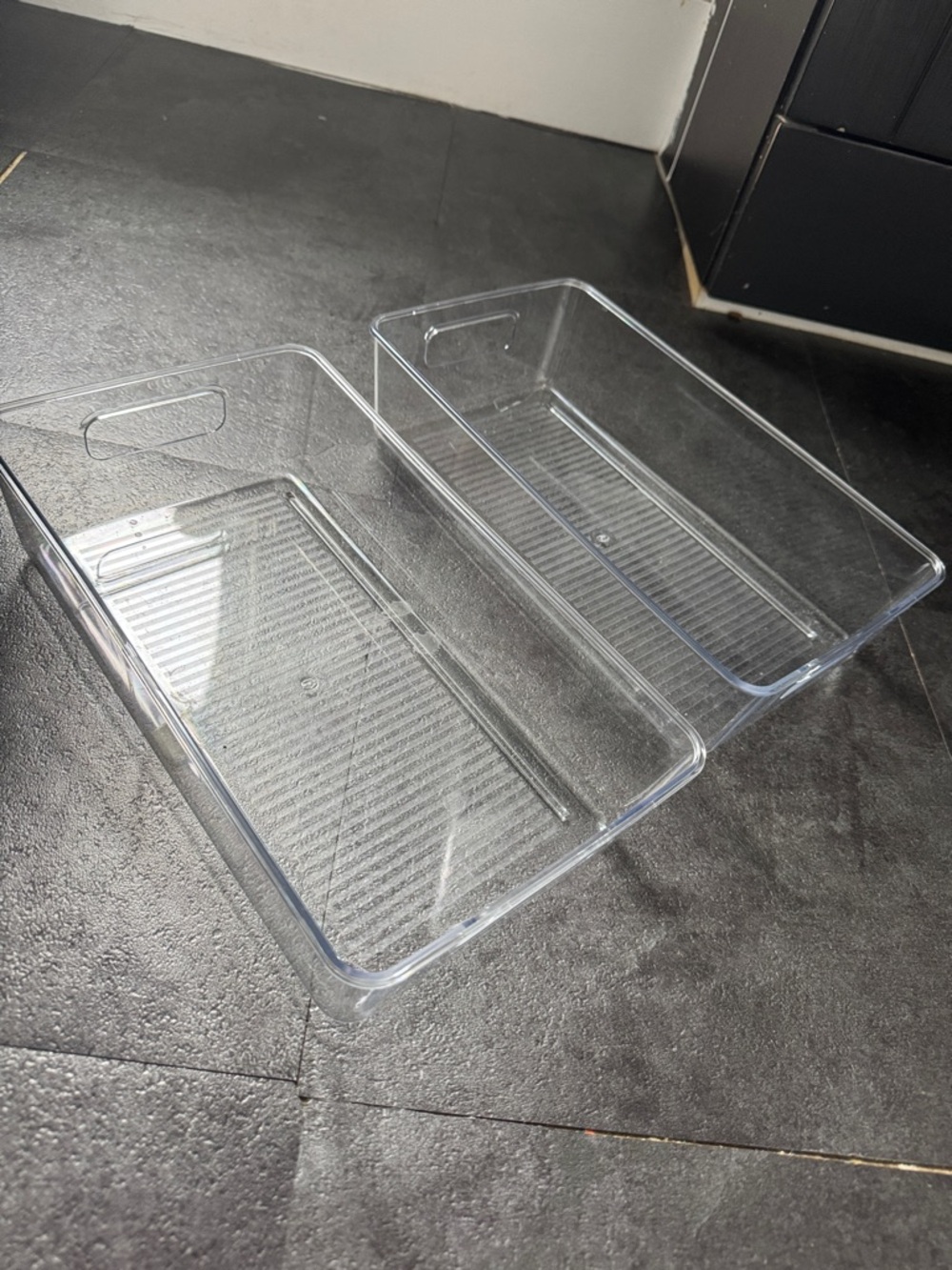 2 Clear Plastic Bathroom Storage Tray - Multipurpose Organizer